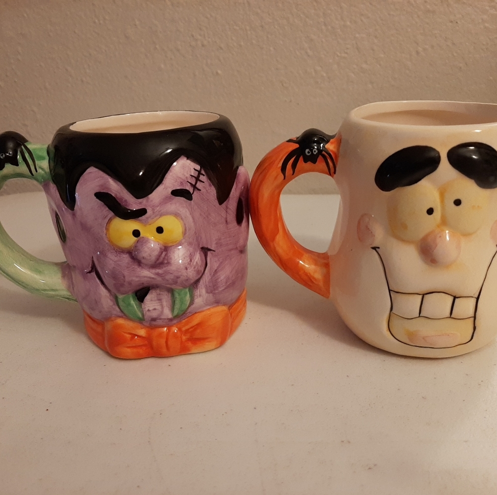 Royal Norfolk Vintage Halloween Ghost & Vampire Frankenstein Mugs